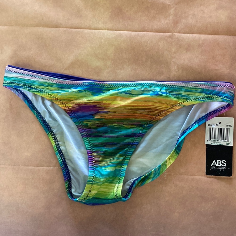 ➡️NWT ABS Allen Schwartz Multicolor Hipster Bikini Bottom Size 8